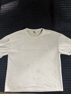 H&M Cream Crewneck T-Shirt with Embossed "EXCELLENT"